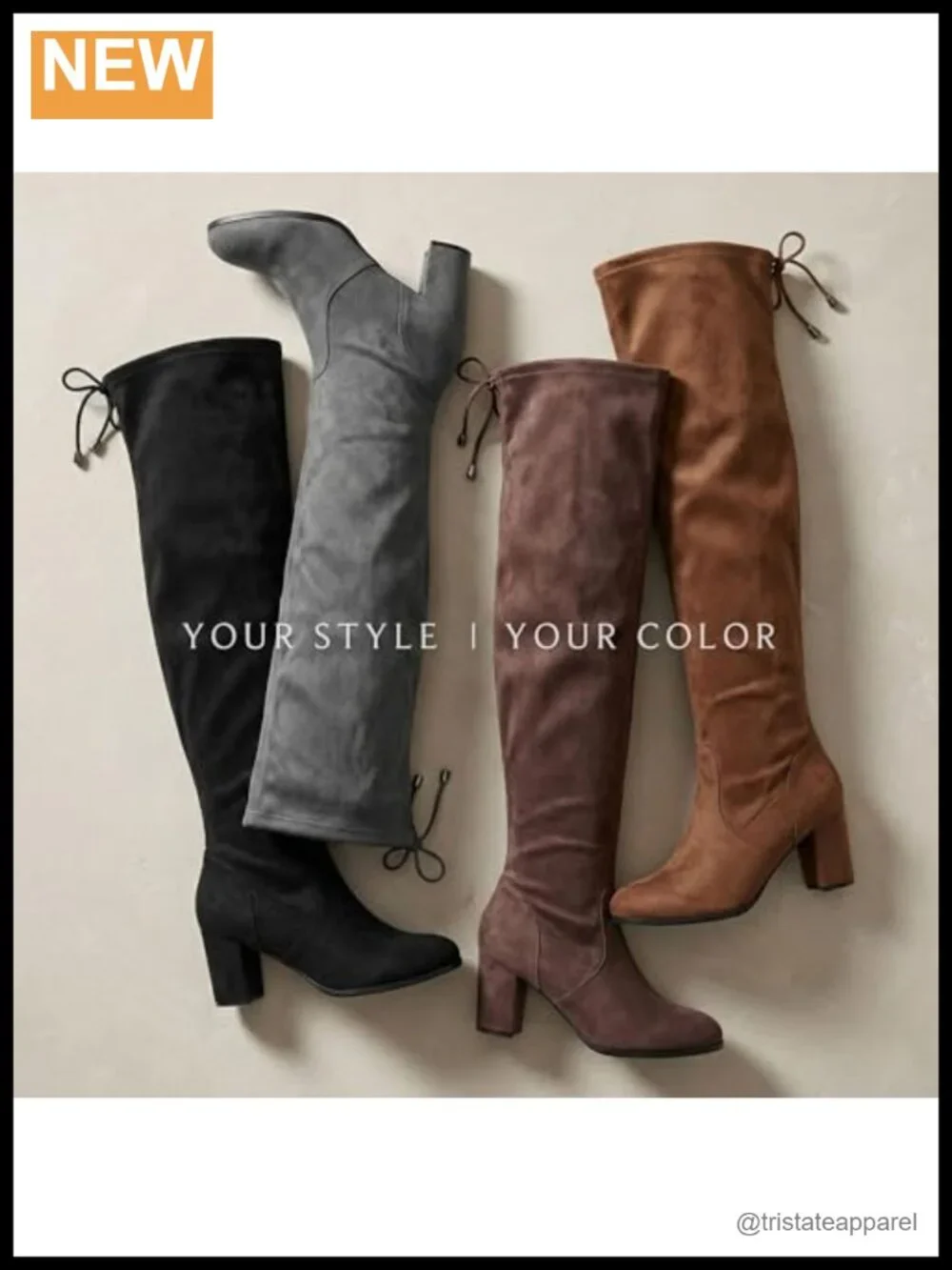 Over-the-Knee High Boots - Chunky Heeled Thigh-High Fashion Boots, Vegan Suede,